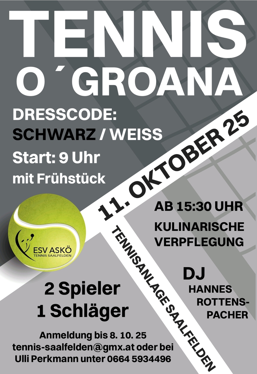 Tennis O'Groana am Samstag, 11. Oktober: Zwei Spieler, ein Schläger